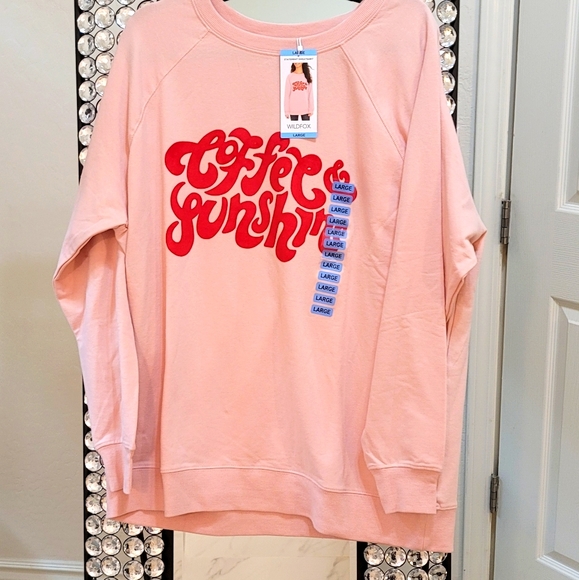 Wildfox Sweaters - Wildfox Pink Coffee & Sunshine Sweatshirt Size L